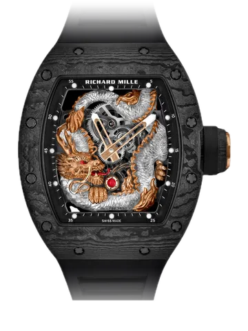Richard Mille RM 57-03 Carbon TPT, Carbon TPT with sapphire and gold dragon case