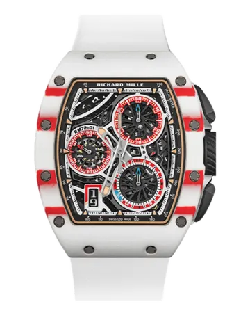 Richard Mille RM 72-01 Charles Leclerc, White Quartz TPT with red stripes case